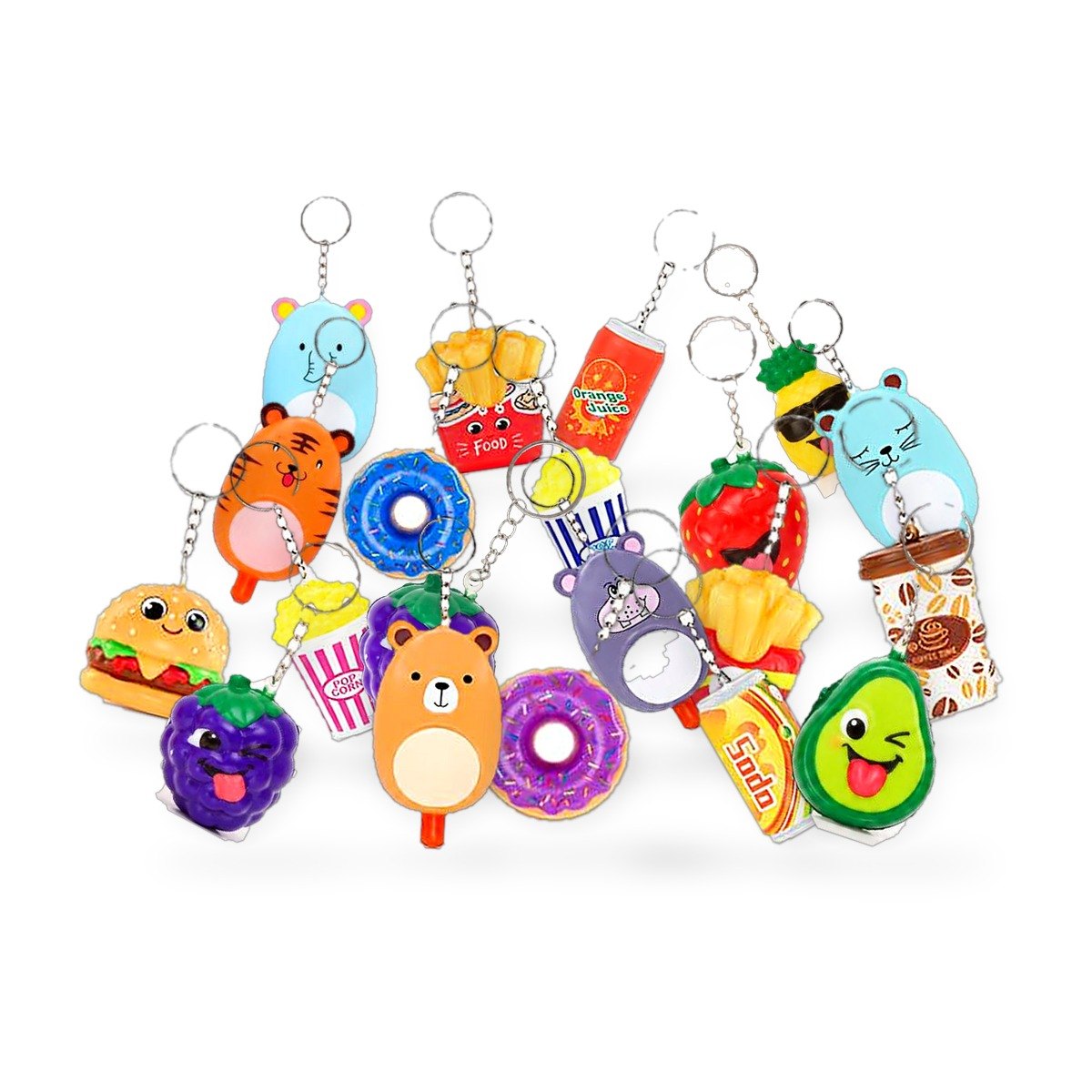Party Bag Squishies (20 Mini Keychains, Assorted)