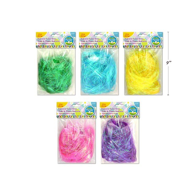 Easter Shredded Plastic Grass 1.5oz Iridescent Angel Hair Assorted