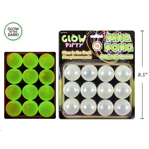 Sports Table Tennis Balls Glow-in-the-Dark 12pk