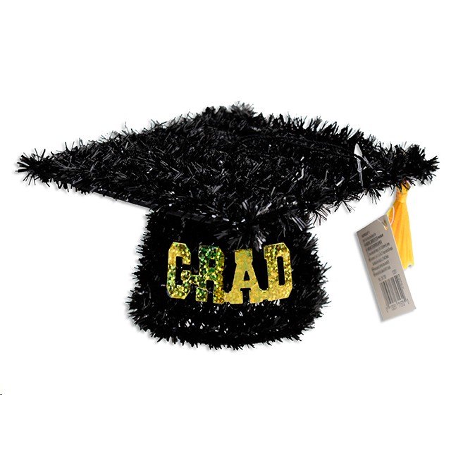 Graduation Cap Tabletop Tinsel 7.6x13cm