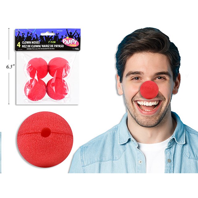 Halloween Clown Noses 4pk 5cm