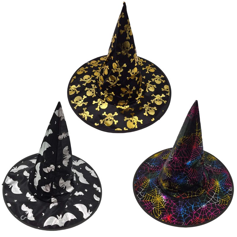 Halloween Witch Hat 3 Assorted 38cm Dia. X 33cm H