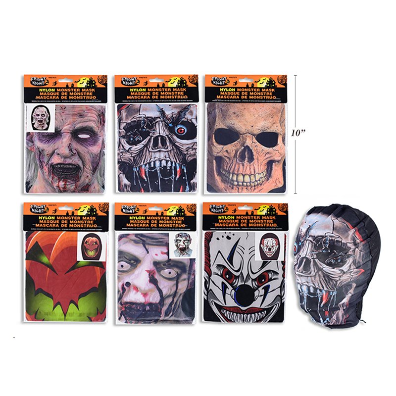 Halloween Mask Printed Nylon Monster 6 Assorted