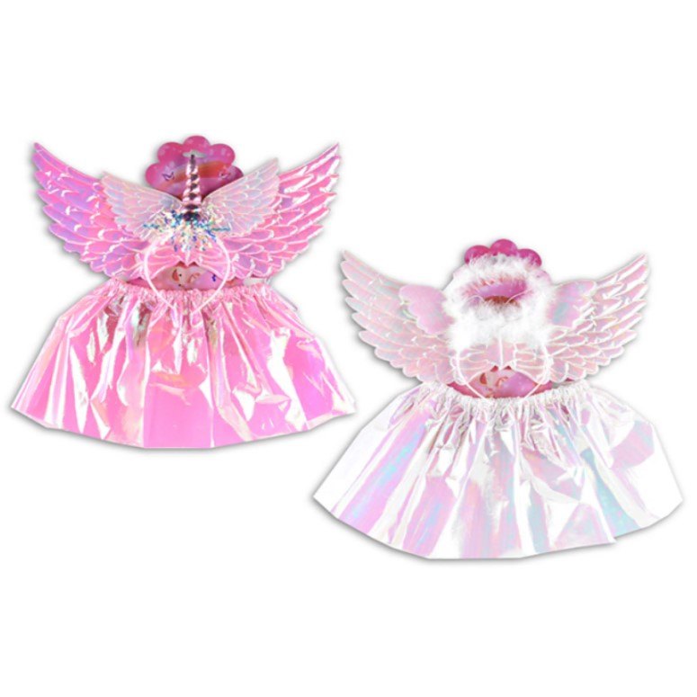 Party Wing Set Set/3 Shimmering Incl: Angel Wings/Headband/Tutu Assorted Colours