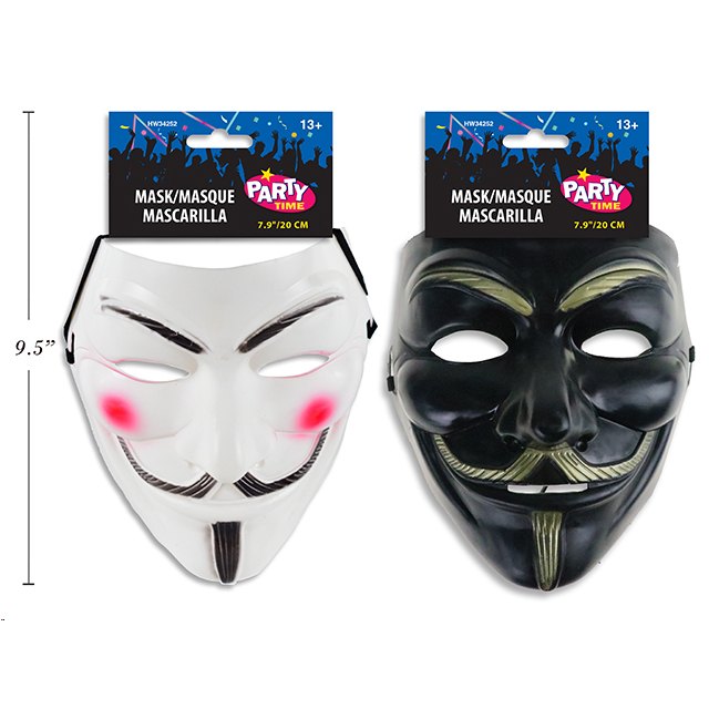 Halloween Mask Anonymous Hacker 2 AssortedColours 20cm