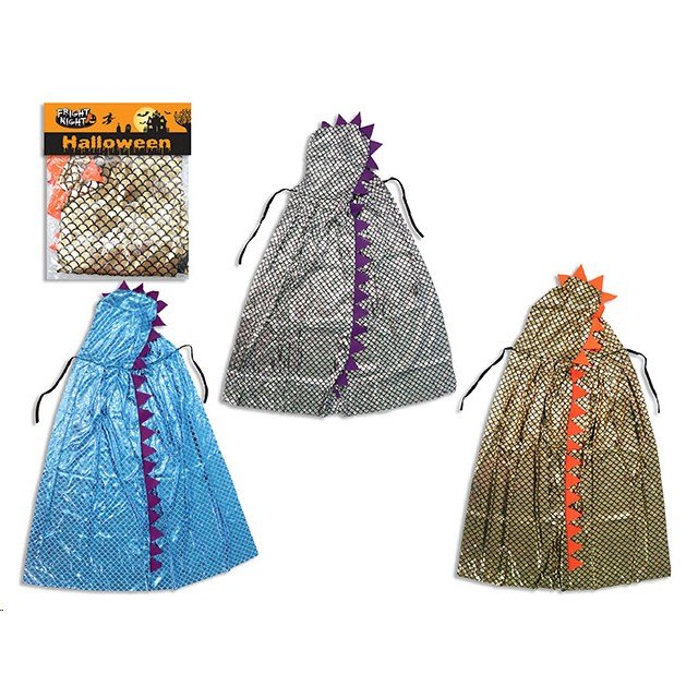Halloween Party Cape Metallic Shimmering Dragon Cape with Hoodie Assorted Colours 91cm