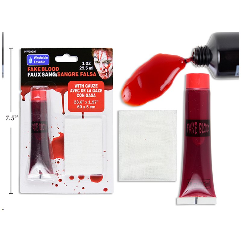 Halloween Fake Liquid Blood Set/2 1oz with Gauze 60x5cm