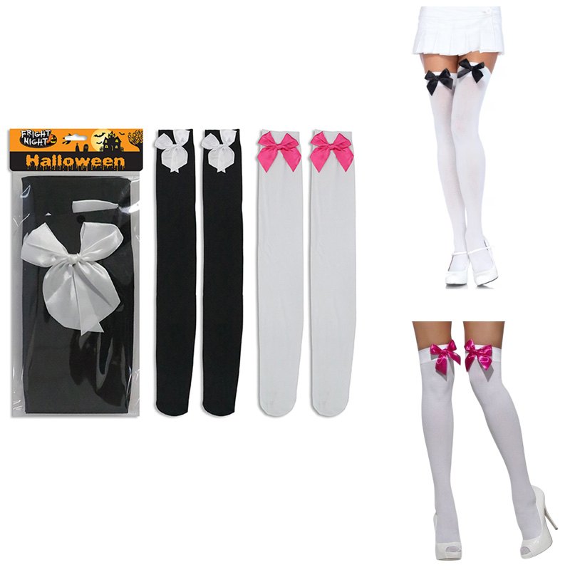 Halloween Party Stockings Adult Thigh High with Bow Assorted Colours