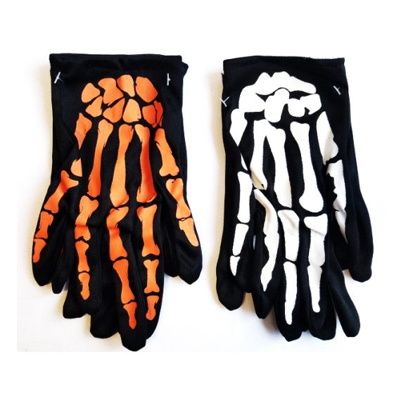 Halloween Gloves Skeleton Print 20cm 2 Assorted Assorted Colours