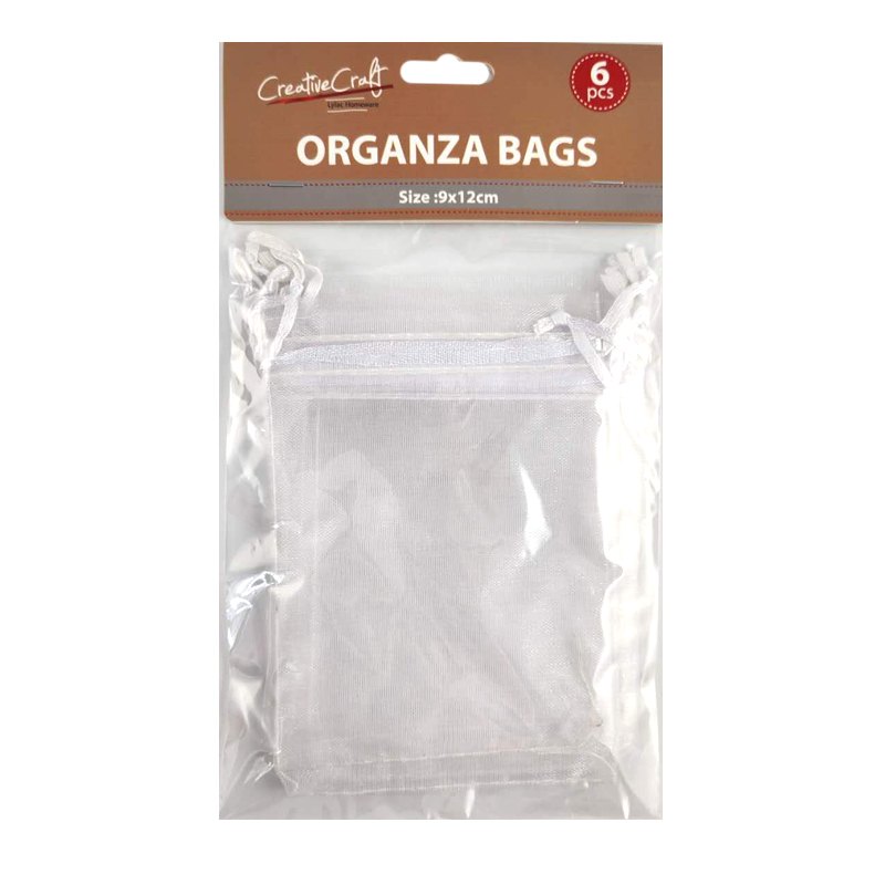 Craft Organza Bag 6pk 9x12cm White