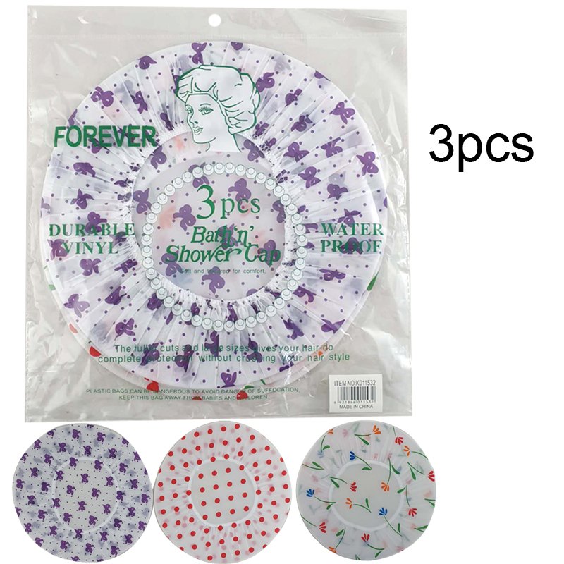 Shower Caps 3pc Plastic