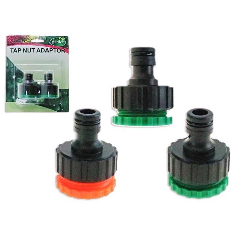 Garden Water Tap Nut Adaptor 2pk 3/4-1" 3.7x4.4cm