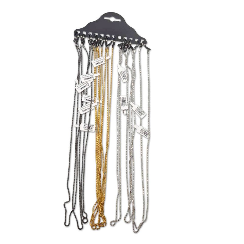 12pc Reading Glasses Cords Metal Assorted Colours