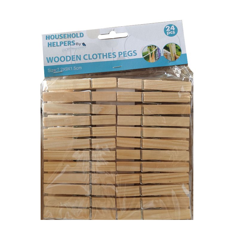 Clothes Pegs Wooden 24pc 7.2cm