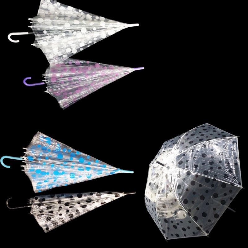Rain Umbrella Plastic Transparent Dots 55cm 8RIBS