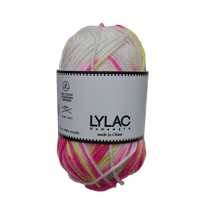 Knitting Yarn Multi Color White/pink/yel 100g