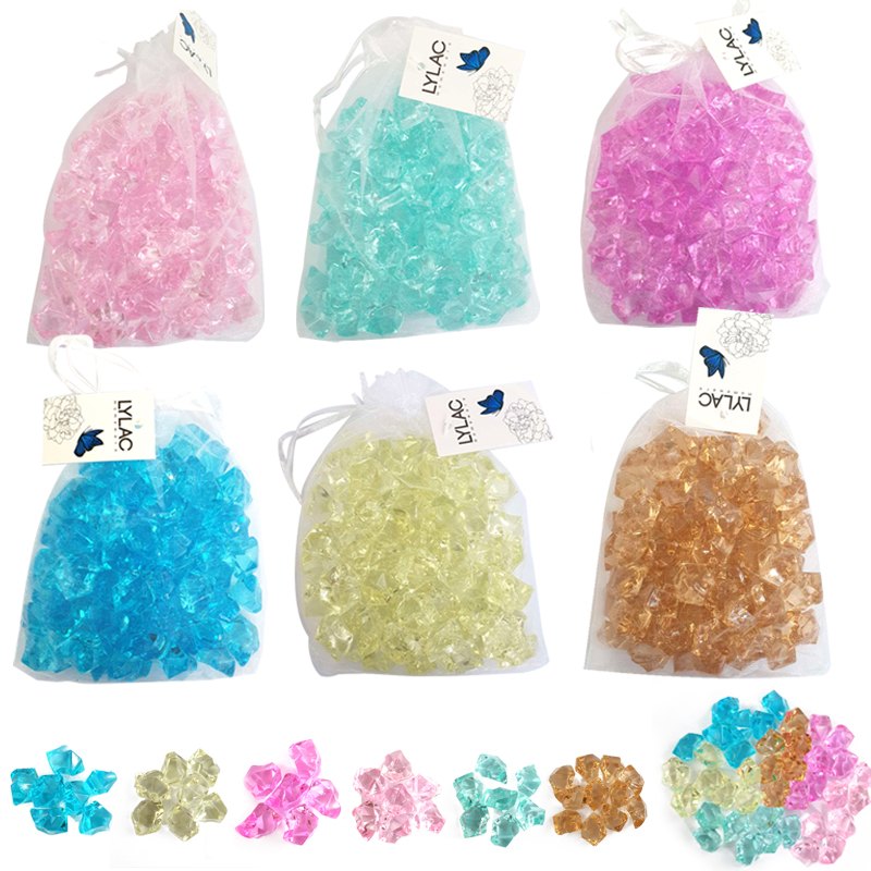 Vase Deco - Acrylic Cubes 180g Assorted Colours in Organza Bag