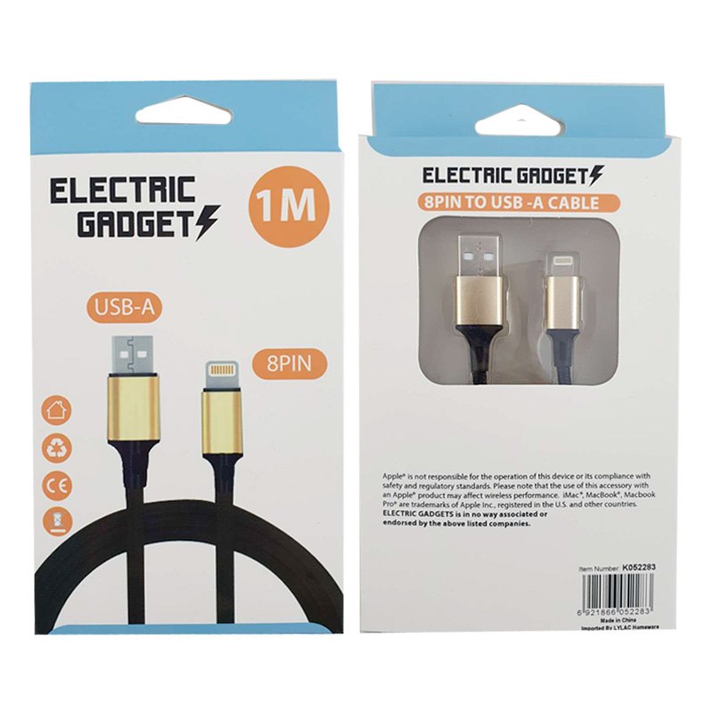 Electrical USB Cable Braided 8PIN TO Usb-a 1m