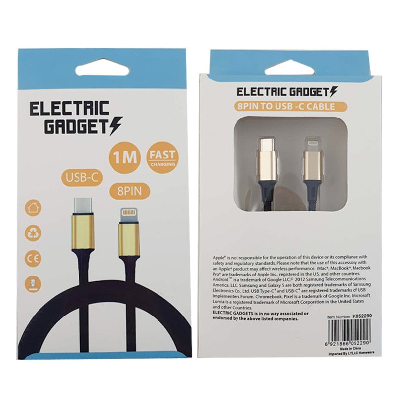 Electrical Apple 8PIN TO Usb-c 1m Braided/metallic
