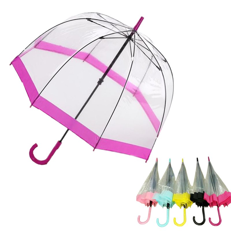 Rain Umbrella Bell Shape Transparent Assorted Colours 83cm