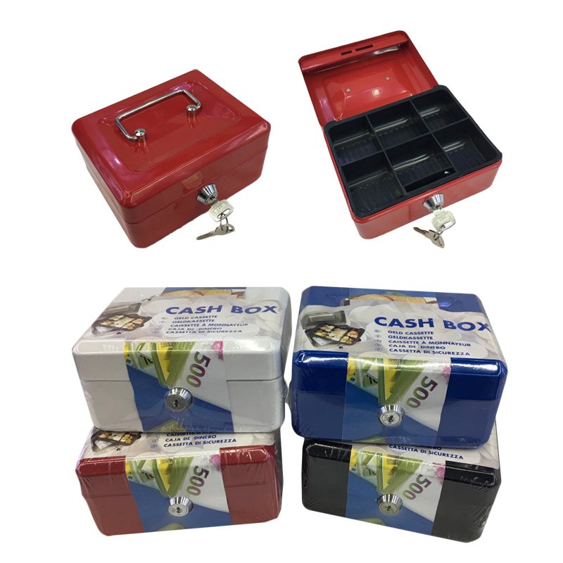 Money Safe - Metal Box with Key 15x12x8cm