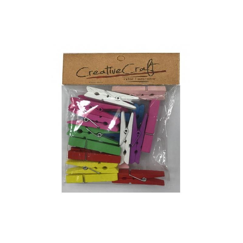 Craft Wooden Pegs 4.5cm Mix Color 20pc