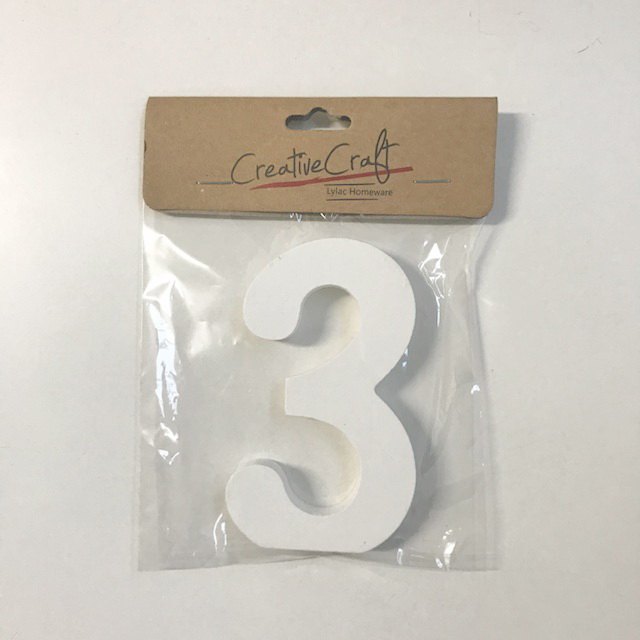 Craft Wood Numbers 10cm 1.2cm Thick "3"