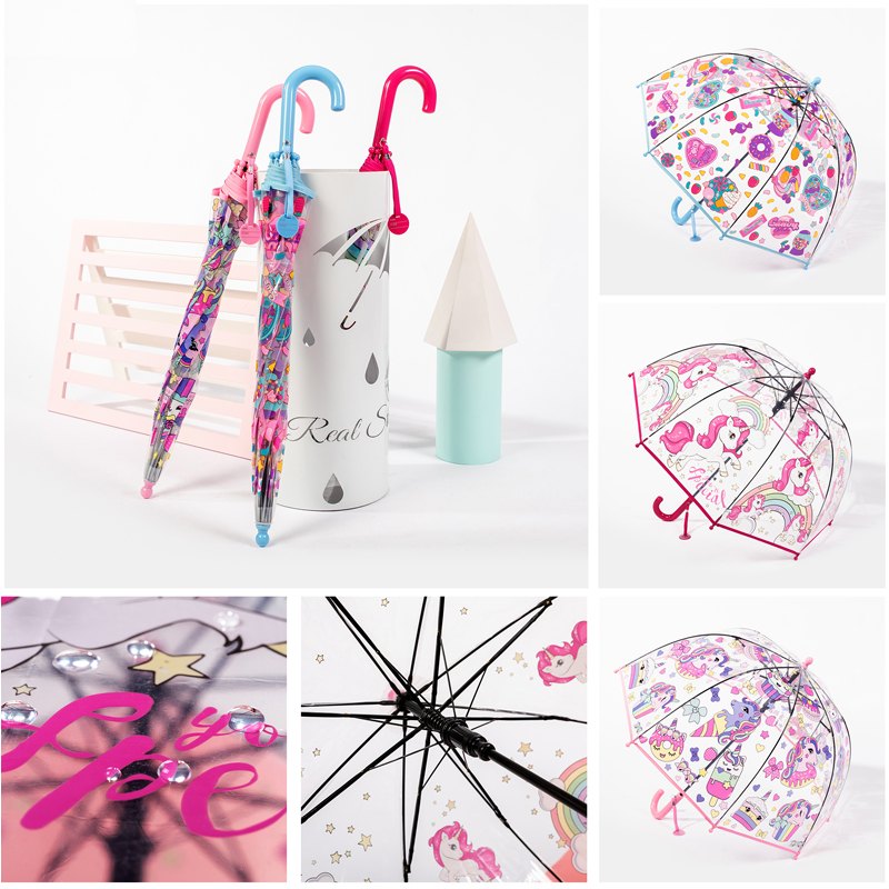 Rain Umbrella Transparent 60cm Unicorn Assorted Colours