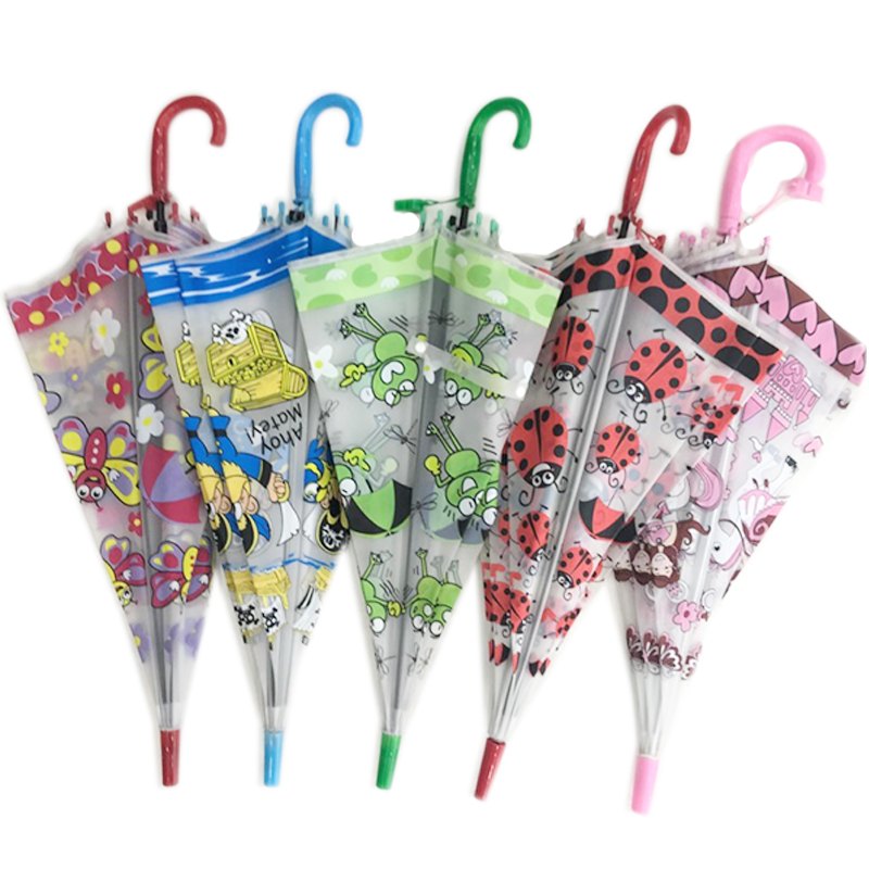 Rain Umbrella Kids Transparent 6 Assorted 48/66cm