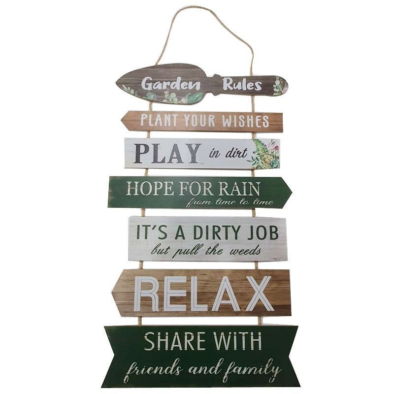 Wooden Plaque 7pc Garden Saying