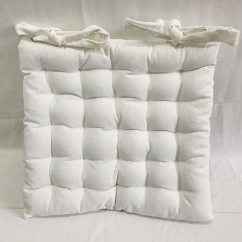 Chair Cushion White Calico 40x40cm