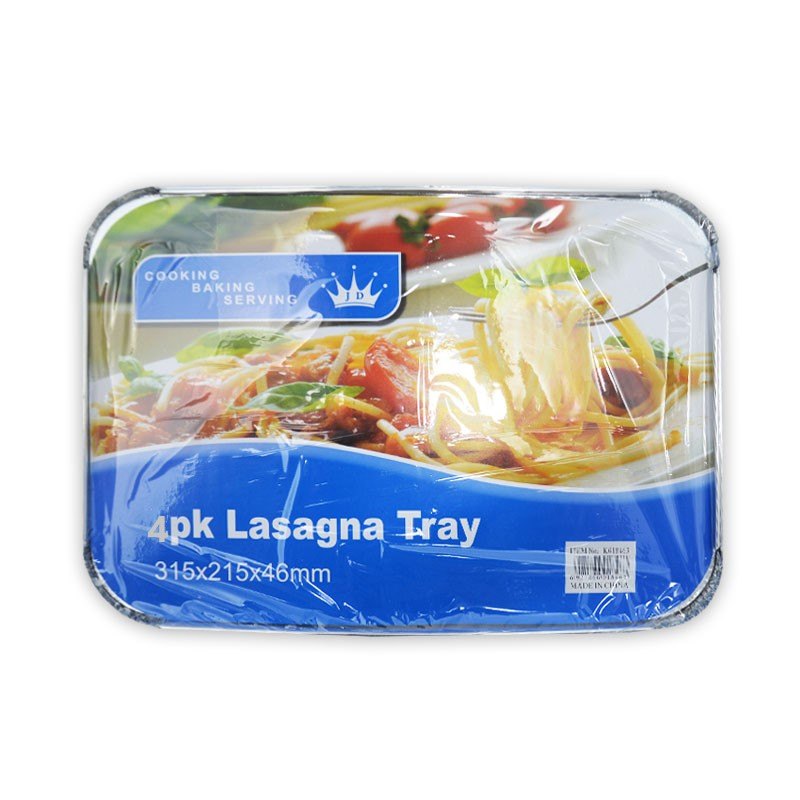 Foil Lasagna Tray 4pk with Lid 315x215x46