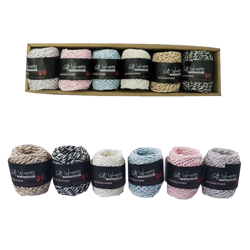 Gift Ribbon - Paper Twine Cops 0.15cm X 10METERS - Assorted Colours