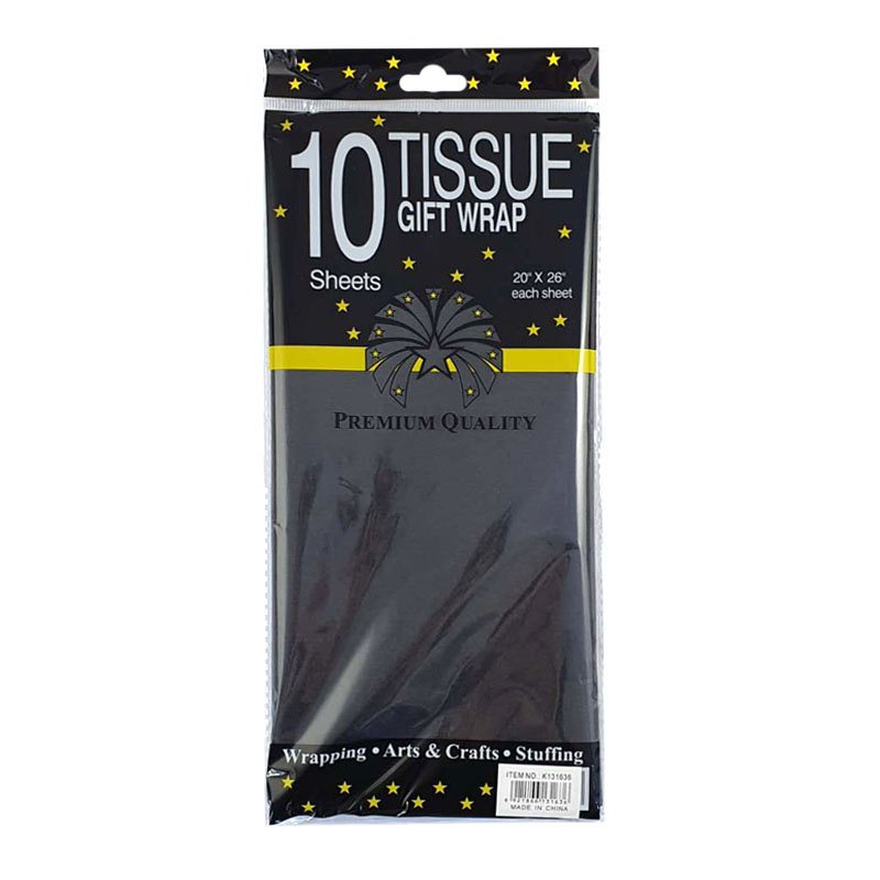 10pc Tissue Paper 50x66cm Black