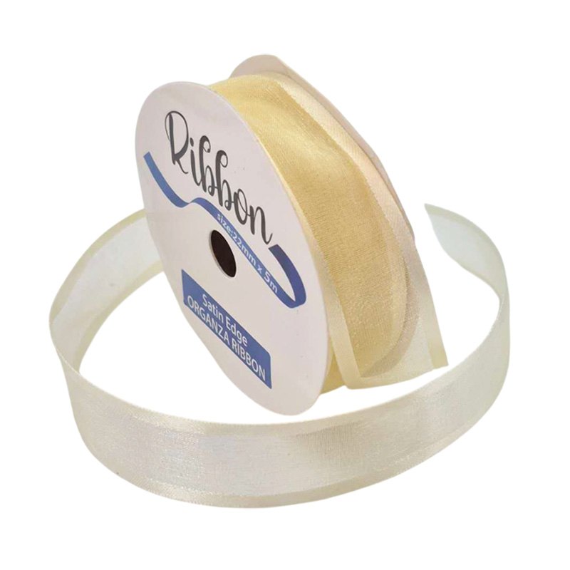 Ribbon Organza Satin Edge 22mmx5m Ivory