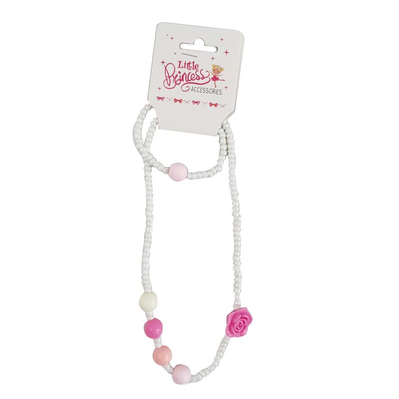 Kids Necklace & Bracelet Set Beads & Rose