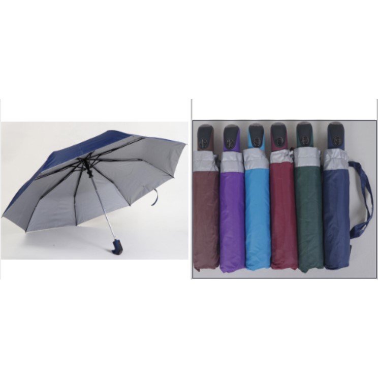 Rain Umbrella Auto 3FOLD 55CMX8K 6 Assorted