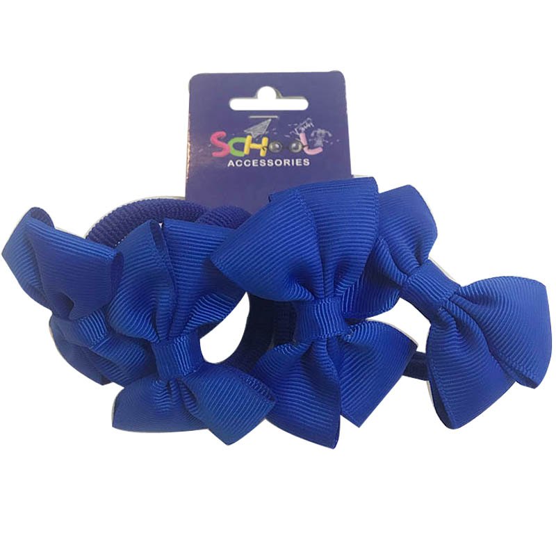 School Blue Hair Bands with Bow 4pc