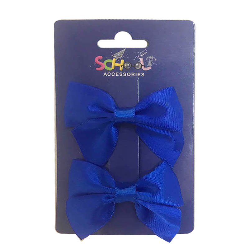 School Blue Hair Bow Clip 2pc