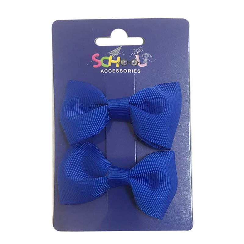 School Blue Hair Bow Clip 2pc