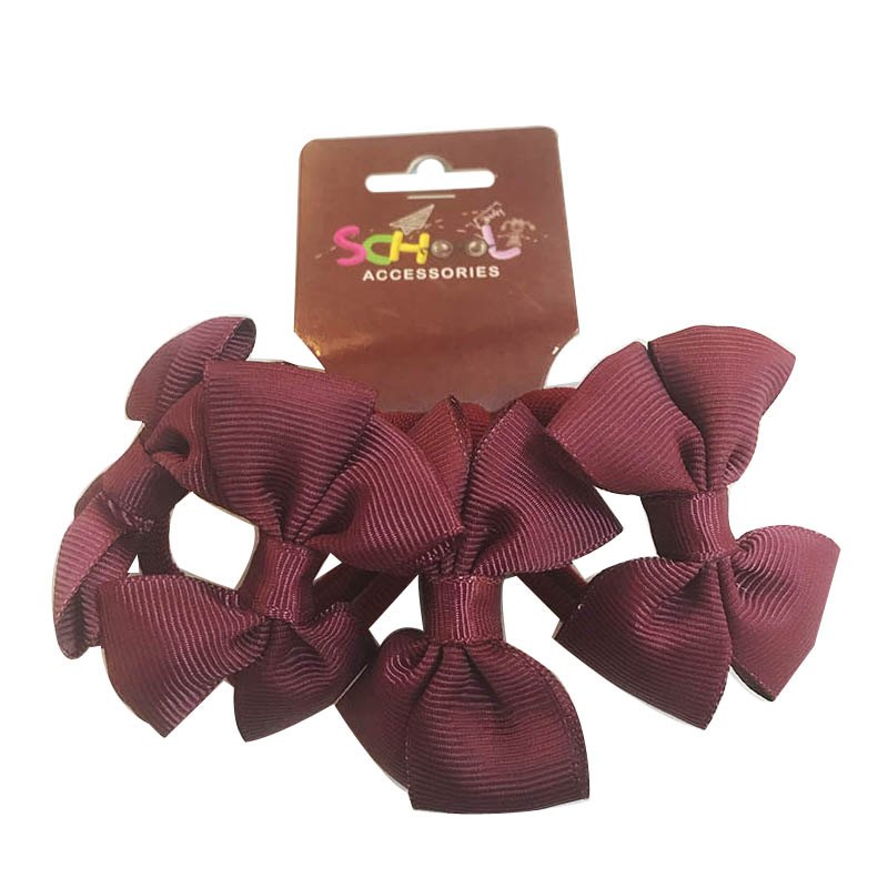 School Burgundy Hair Bands with Bow 4pc