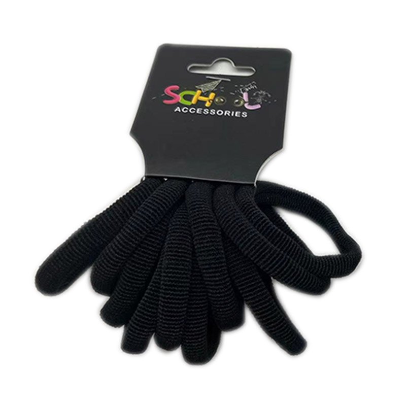 School Black Hair Bands 10pc