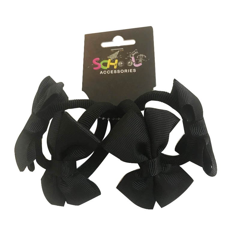 School Black Hair Bands with Bow 4pc