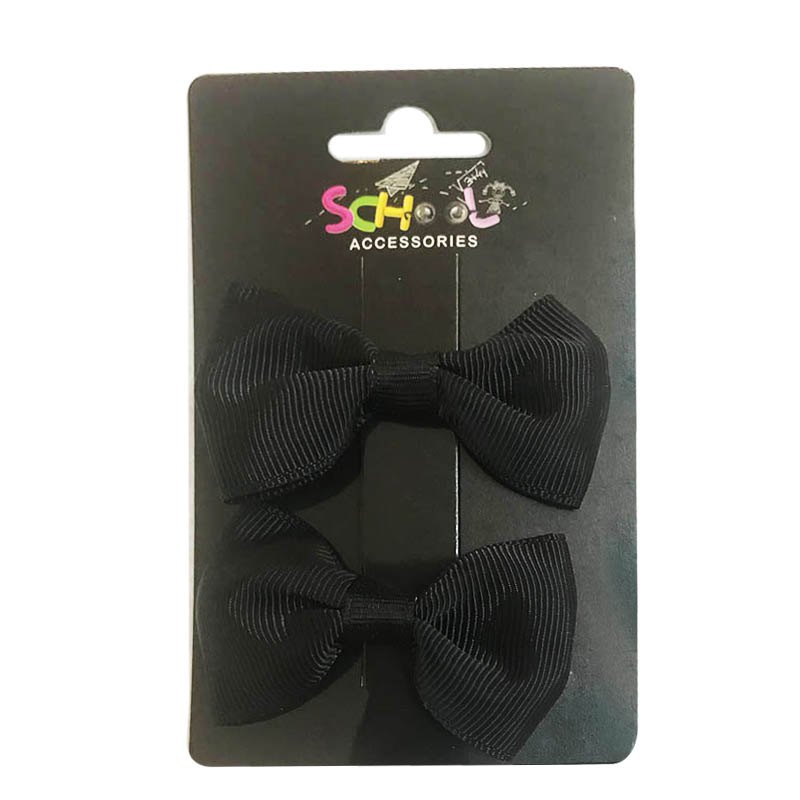 School Black Hair Bow Clip 2pc