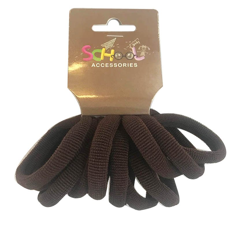 School Brown Hair Bands 10pc