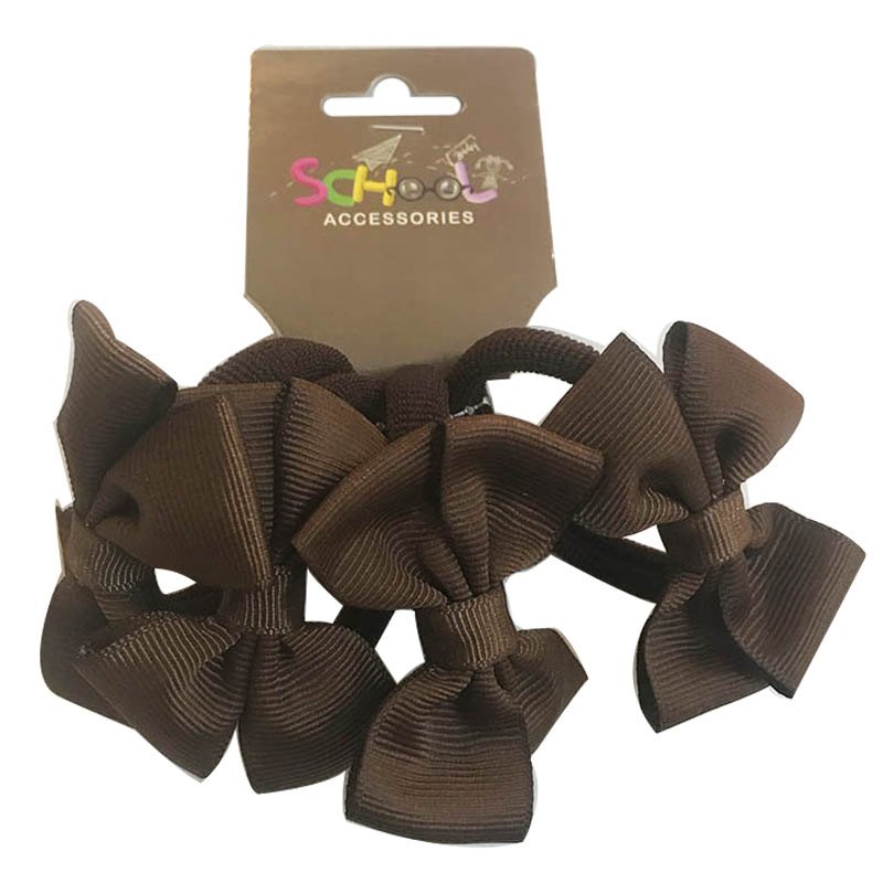 School Brown Hair Bands with Bow 4pc