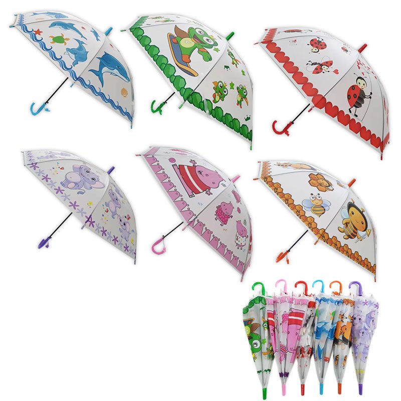 Rain Umbrella Kids Animals 48cm 5 Assorted