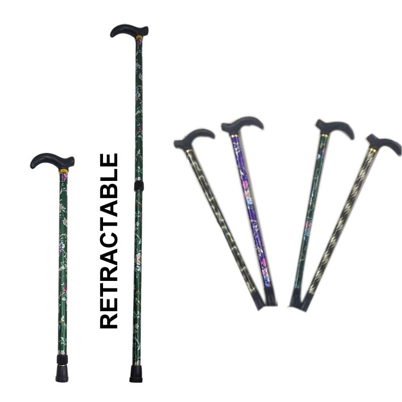 Walking Stick Retractable 55cm Assorted