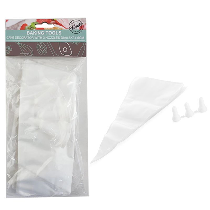Baking Cake Decorator Dia 16XH30CM 3pc Plastic Nozzles