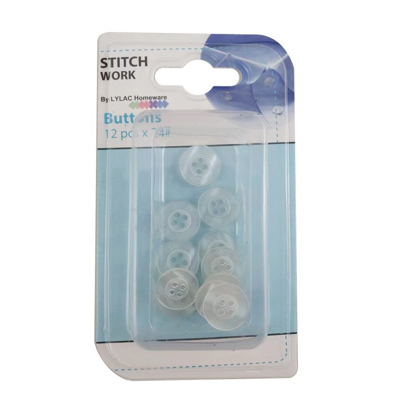 Stitchwork Buttons 12pc Clear 24#